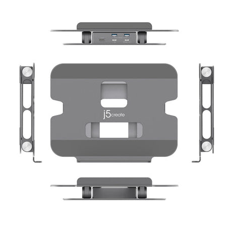 j5create – justerbart laptopstativ med 4K USB-C-dock – Illustration af sider