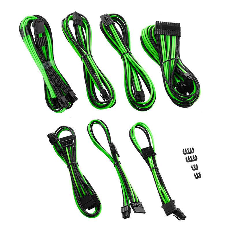 CableMod C-Series Pro ModMesh 12VHPWR Kabelsats För Corsair RM, RMi, RMx (Black Label) - Svart/ljusgrön