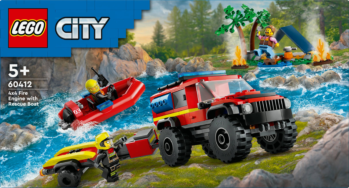 LEGO 60412 Stadsbrand Terrängfordon Med Räddningsbåt, Byggsats