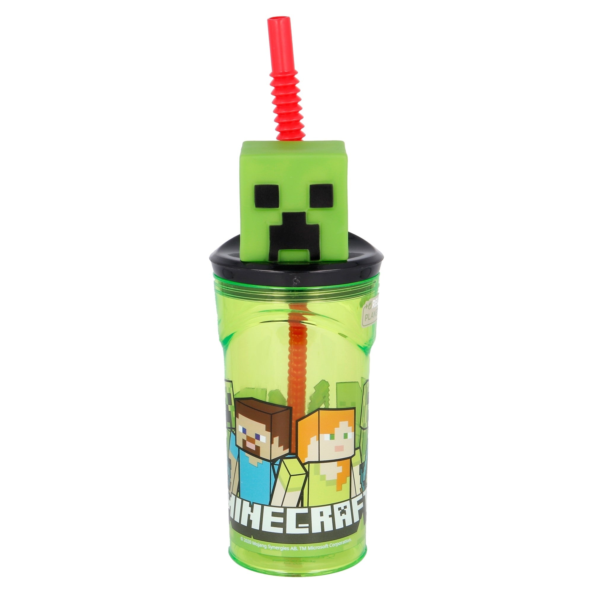Minecraft 3D Creeper-mugg med sugrör - 360 ml