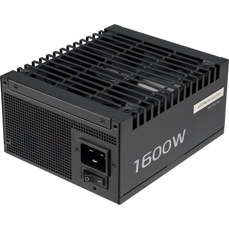 ASUS Pro WS 1600W Platinum – sort strømforsyning set skråt ovenfra