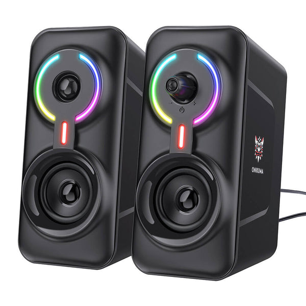 ONIKUMA L6 Stereo Højttalersæt til Laptop/PC med LED-lys - Sort
