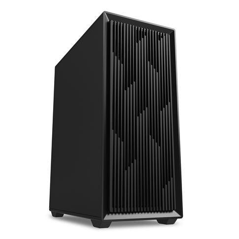 Sort Sharkoon VK2 kabinet med lukket metalpanel og mønstret front