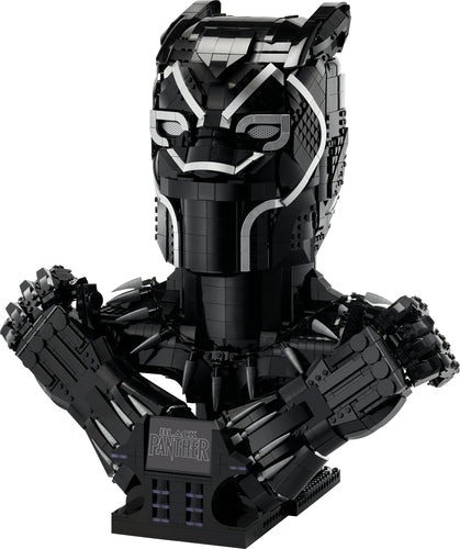 LEGO Marvel 76215 – Black Panther – bygget Black Panther-model med krydsede hænder og stand