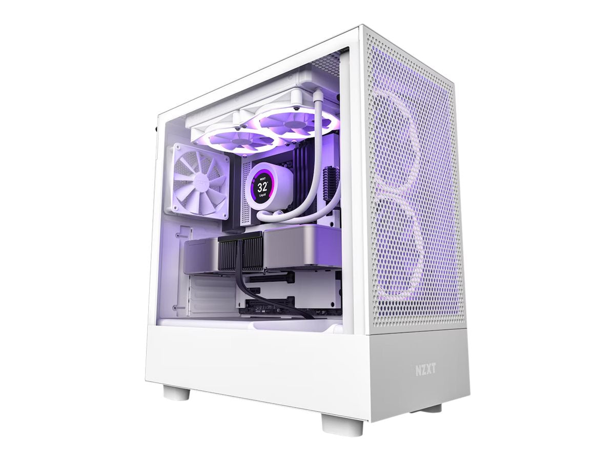 NZXT H-serien H5 Flow Tower Extended ATX Ingen strömförsörjning Vit