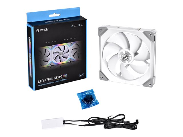 Lian Li UNI FAN SL140 RGB PWM Fläkt - Vit - 140 mm