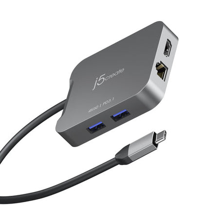 j5create JCD3191-N – 4K60 USB-C-rejseadapter – 10 Gbit/s – adapter med HDMI, netværk og USB