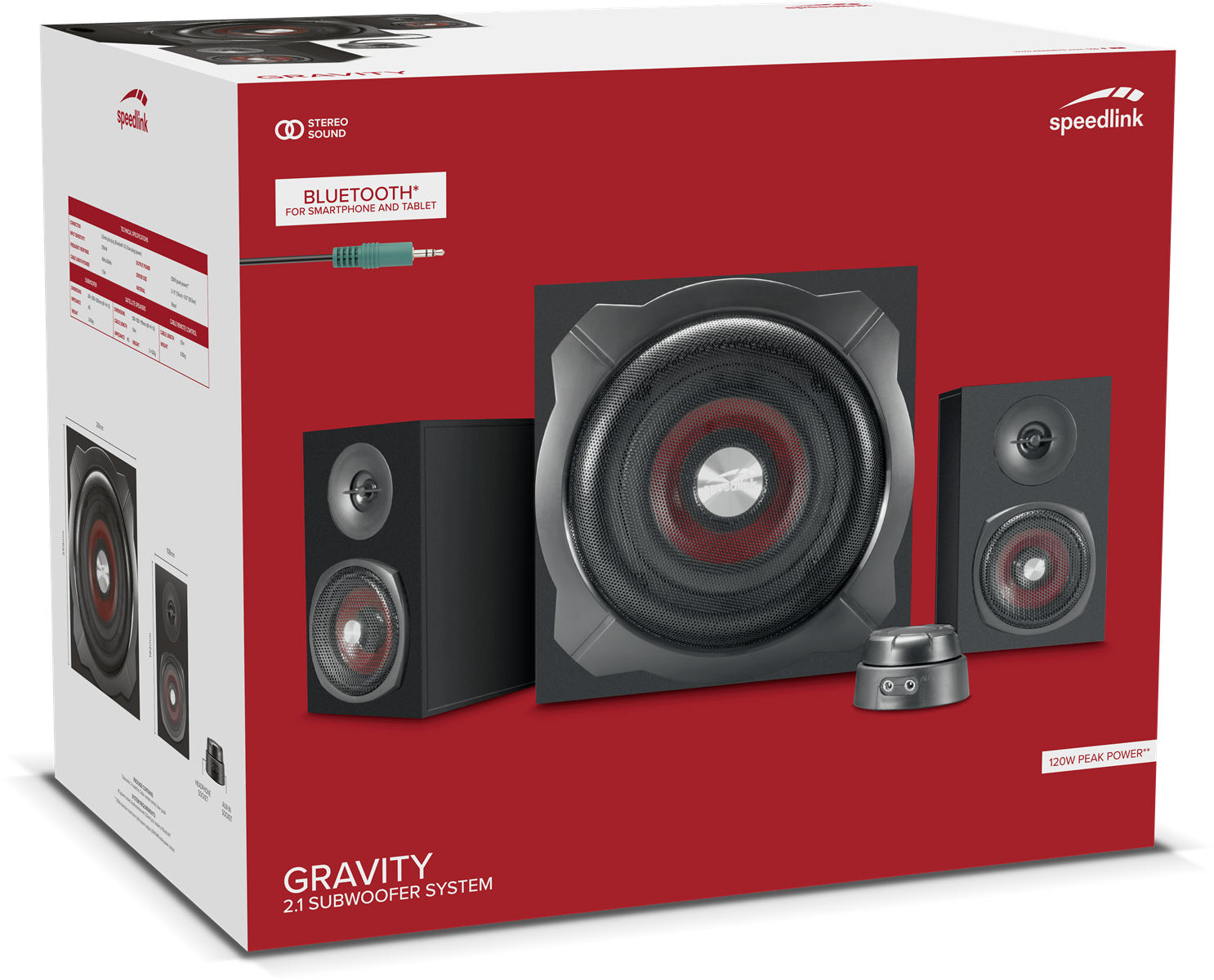 SpeedLink GRAVITY 2.1 Subwoofer System, Svart