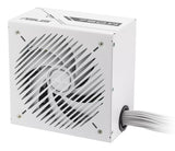 ASUS PRIME-750B-WHITE – ventilator og kabler set fra modsat vinkel