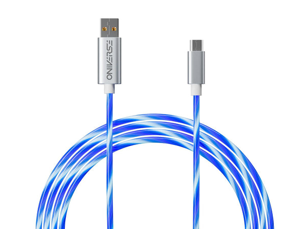 Universe Micro USB-laddningskabel med LED, 2 meter - Vit
