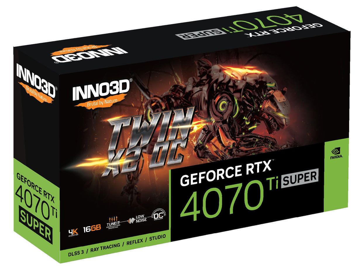 INNO3D GeForce RTX 4070 Ti SUPER TWIN X2 OC, grafikkort (DLSS 3, 3x DisplayPort, 1x HDMI 2.1a)