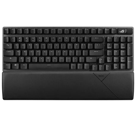 ASUS ROG Strix Scope II 96 Wireless – tastatur og arbejdsflade set ovenfra (vinkel 4); layout på billedet er illustrativt