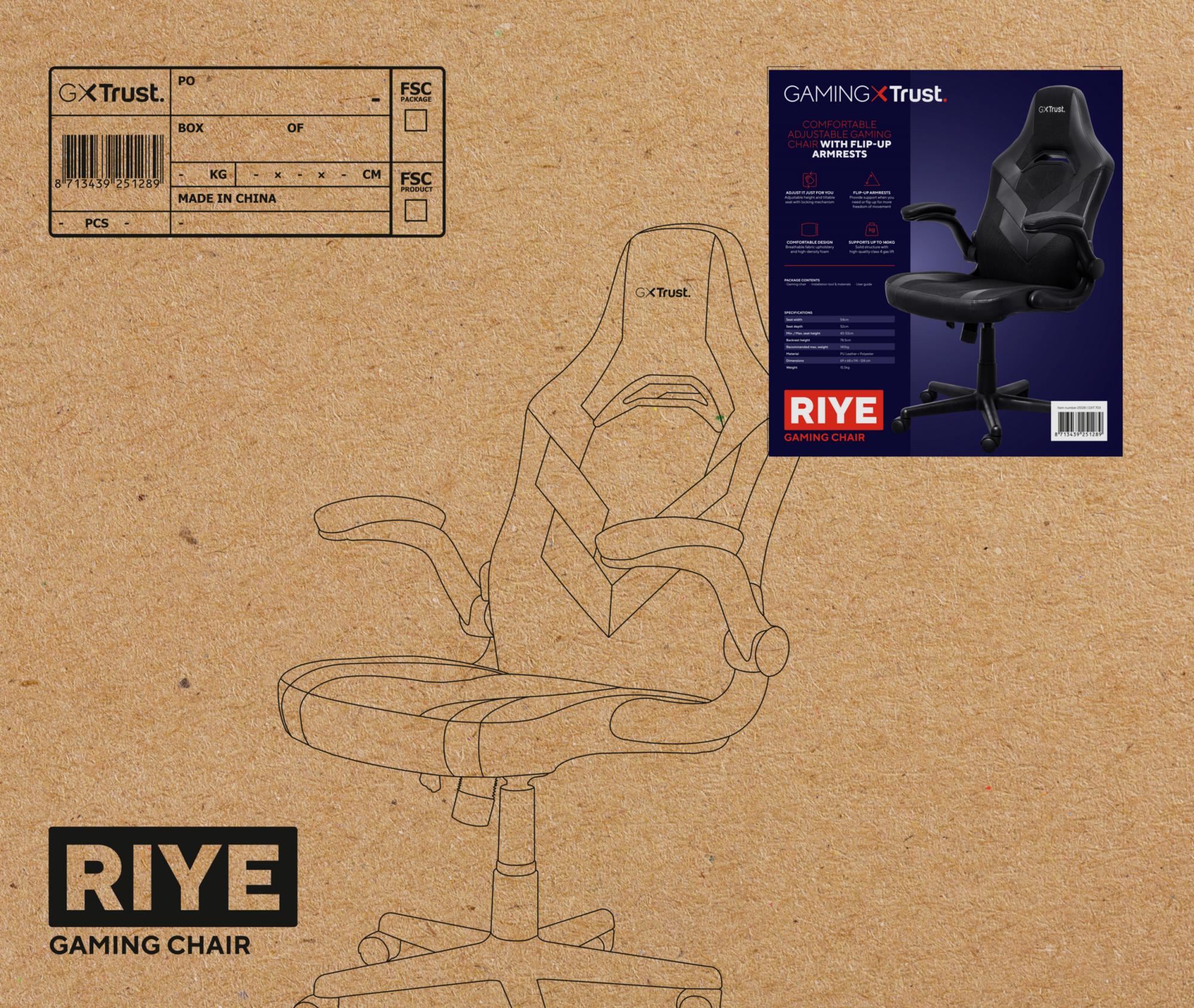 TRUST GXT703 RIYE SPELSTOL - SVART