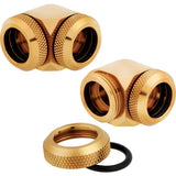 CORSAIR Hydro X Series XF Hardline 90° 14mm ytterdiameter vinklad koppling för vätskekylningssystem 2-pack guld
