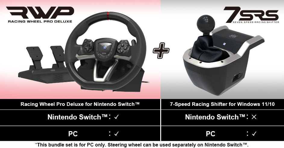 HORI - Racing Wheel Pro Deluxe + 7-växlad Racingväxelpaket För PC (Windows 11/10)