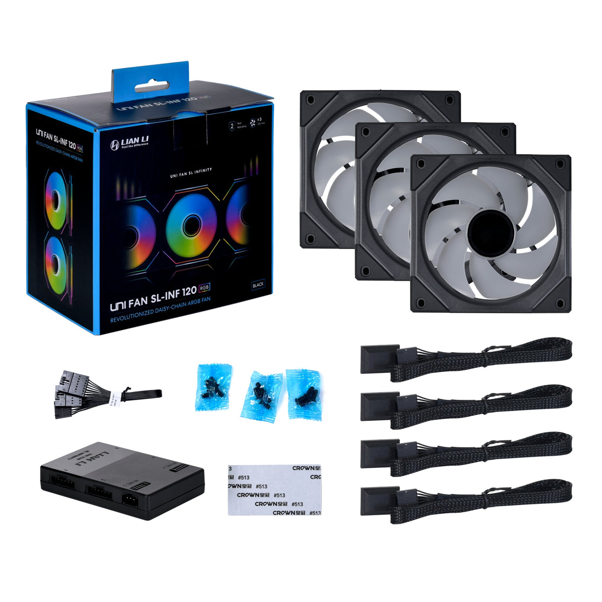 Lian li UNI FAN SL Infinity PWM Black 3-pack - 120mm - Infinity RGB - Controller ingår