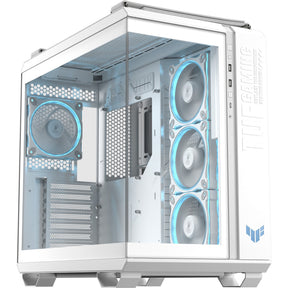 ASUS TUF Gaming GT502 Horizon ARGB – hvidt kabinet med glaspaneler og ARGB-blæsere