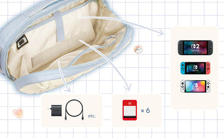 HORI - Puff Pouch for Switch 2 (Eevee Cottage Core) - Blue - Mid-size