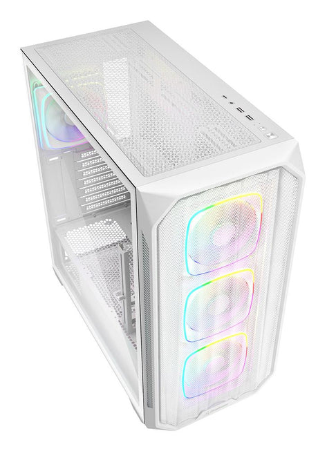 Sharkoon AK5M RGB White Mesh Front Tempered Glass 4x 120mm ARGB PWM Fans USB-C BTF ATX Gaming PC Case Sharkoon