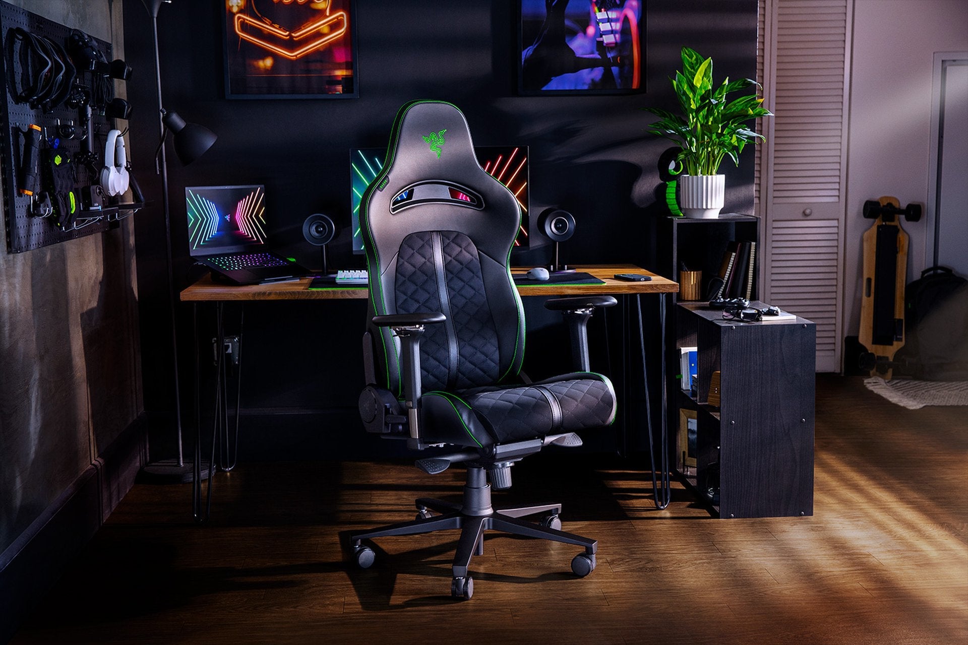 Razer Enki Black Green Gaming Stol