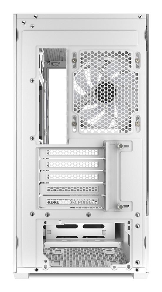 Sharkoon MK6 RGB White Panoramic Dual Tempered Glass 3x 120mm ARGB PWM Fans USB-C BTF Micro-ATX Gaming PC Case Sharkoon