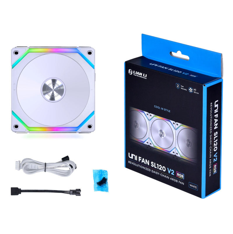 Lian Li UNI FAN SL V2 120 RGB PWM-fläkt - Vit - 120 mm