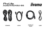 Iiyama ProLite XUB2492HSU-B6 24 1920 X 1080 (Full HD) HDMI DisplayPort 100Hz Pivot Monitor