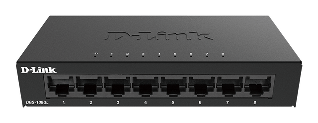 D-Link DGS-108GL/E – 8-port Gigabit-netværksswitch – produktbillede 1