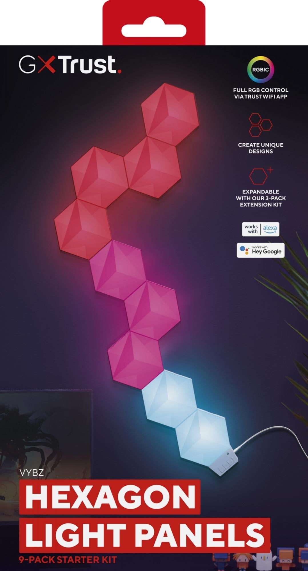 TRUST GXT902 VYBZ RGB HEXAGON LJUSPANEL