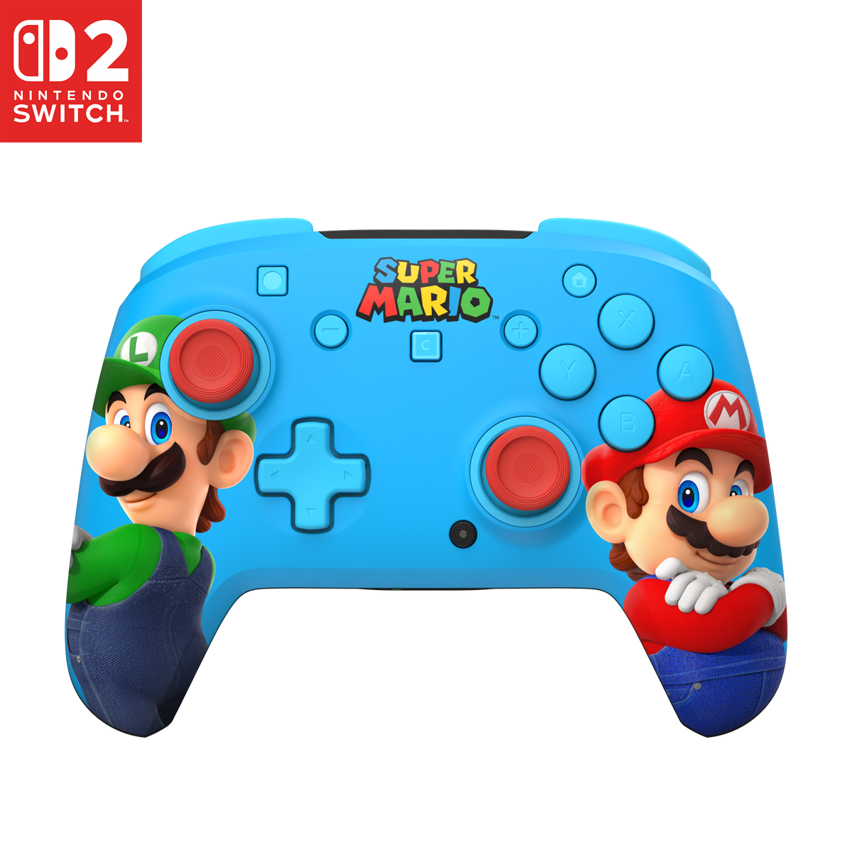 Turtle Beach Rematch RGB Wireless – Mario & Luigi – Switch – controller forfra med Mario-motiv
