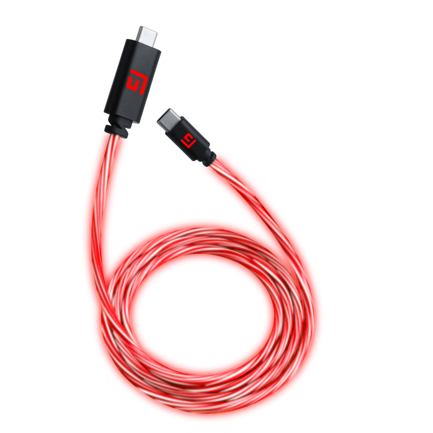 FLYTANDE GRIP 3M USB-C/USB-C-KABEL MED LED-LJUS - RÖTT