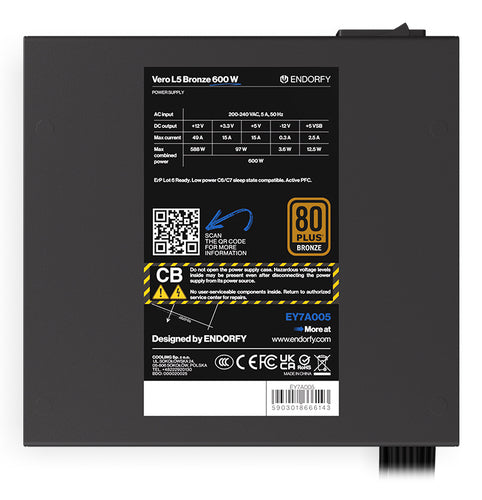 600W Endorfy Vero L5 Netzteil ATX (Bronze) schwarz