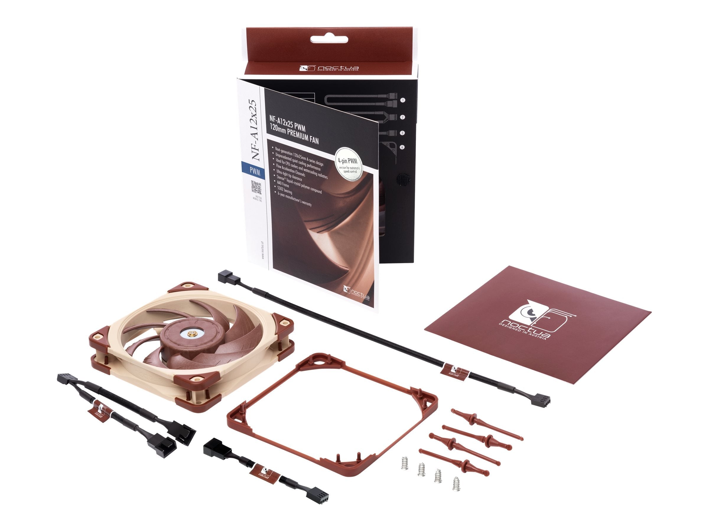 Noctua NF-A12x25 PWM Fläkt 1-pack Brun Vit 120 mm