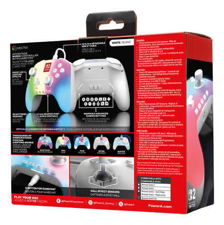 PowerA Advantage Wired Controller for Nintendo Switch 2 with Lumectra - White
