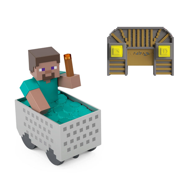Minecraft Steve med fjernstyret minecart (JMT40)