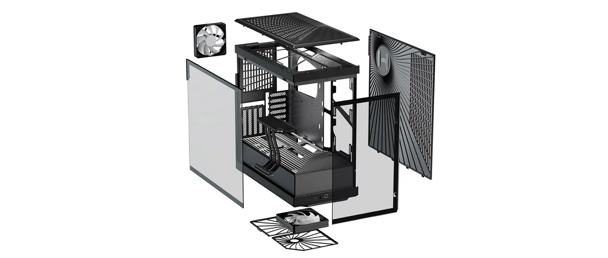 HYTE Y40 Black Miditower - Panoramic Glass View - Inkluderad PCIe 4.0-stigkabel - 2 InkluderadeFläktar