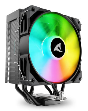 Sort Sharkoon A50 RGB tårnkøler med belyst 120 mm blæser og fem heatpipes