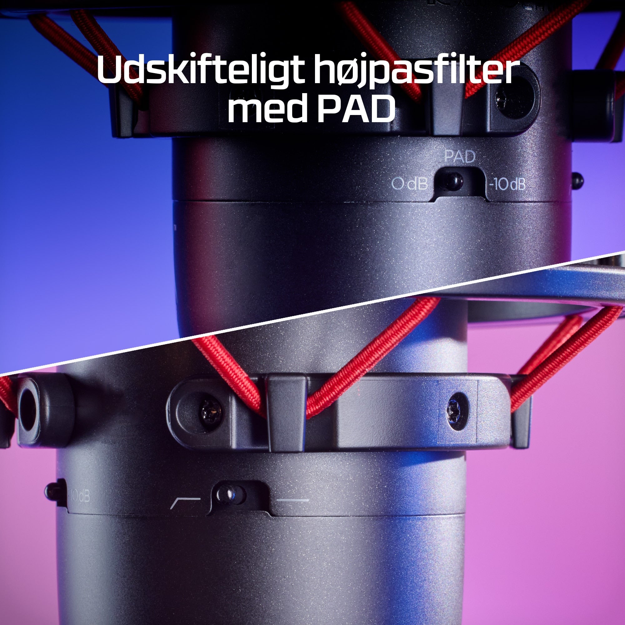 HyperX ProCast Mikrofonkabel -38dB Cardioid Svart Röd