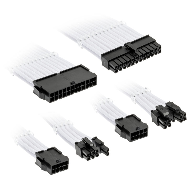 Kolink Core Standard Flätad Kabelförlängningssats - Brilliant White - 2x 6+2pin, 1x 4+4pin, 1x 20-4pin