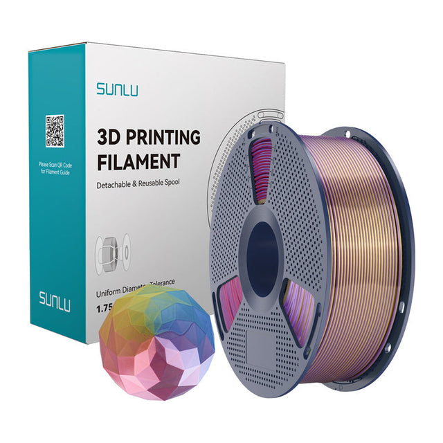Sunlu PLA+ Silk Forth-Color filament – blå/lilla/rød/guld, 1,75 mm, 1 kg