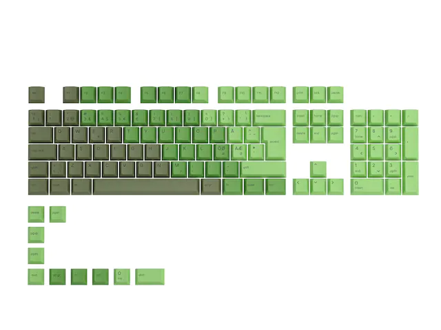 Glorious GPBT Keycaps - 115 PBT Keycaps, ISO, Nordic Layout, Olive