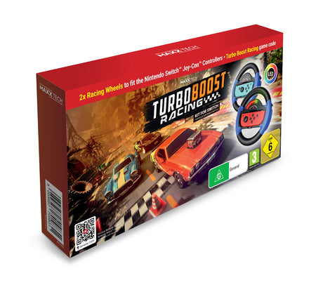 Maxx Tech Turbo Boost Racing Kit til Nintendo Switch – 2 rat og spilkode