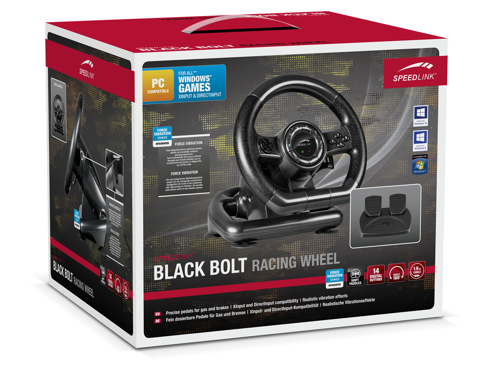 SpeedLink Black Bolt Racing Wheel - PC - Svart