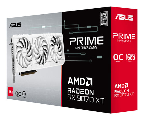 ASUS Radeon RX 9070 XT PRIME WHITE OC Edition – Hvid