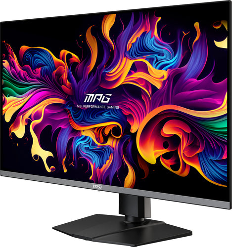 MSI MPG 321URX QD-OLED – 31,5″ gamingskærm, 3840 × 2160, 240 Hz – forside set skråt fra højre
