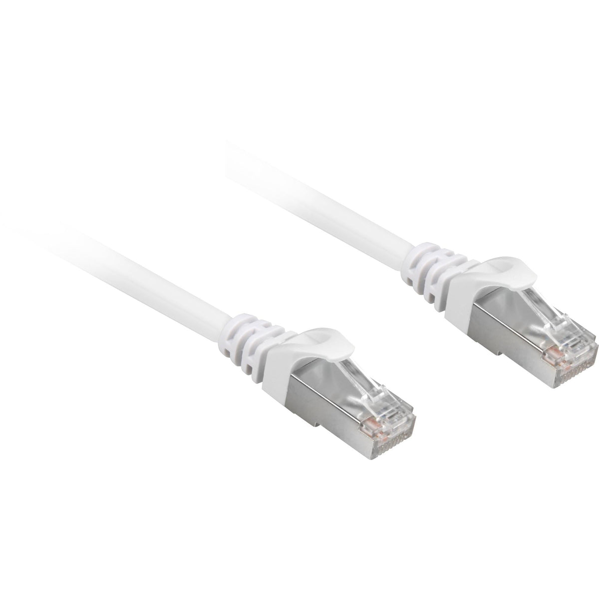 Hvidt Sharkoon Cat6a netværkskabel med skærmede RJ45 stik