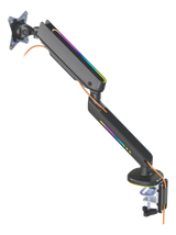 Premium RGB Single Monitor Arm, Fjärrkontroll, Svart