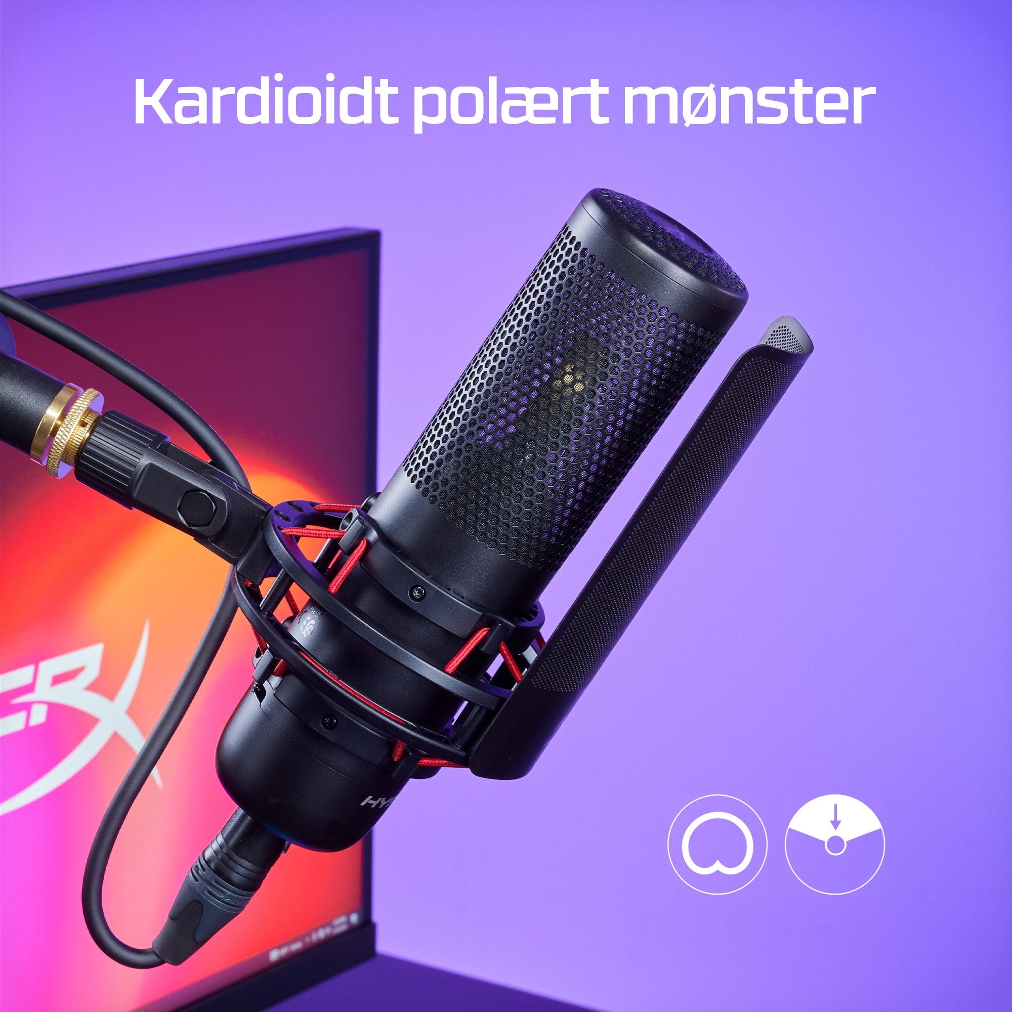 HyperX ProCast Mikrofonkabel -38dB Cardioid Svart Röd