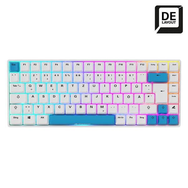 Sharkoon SGK50 S3 PBT tastatur – hvid/blå, tysk layout