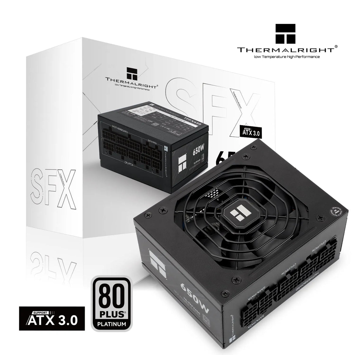 Thermalright TR-TPFX 650, 80+ Platinum modular PSU, SFX, Sort Thermalright